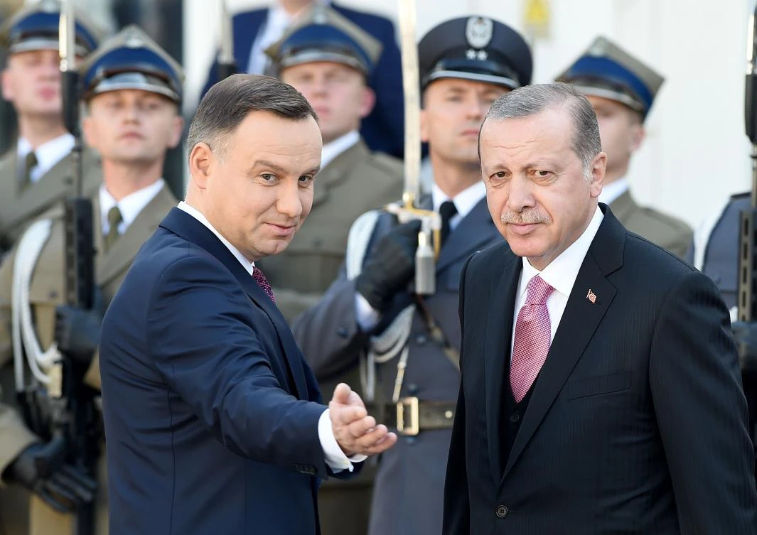 Polish President Andrzej Duda and Turkish President Recep Tayyip Erdogan. (AFP)