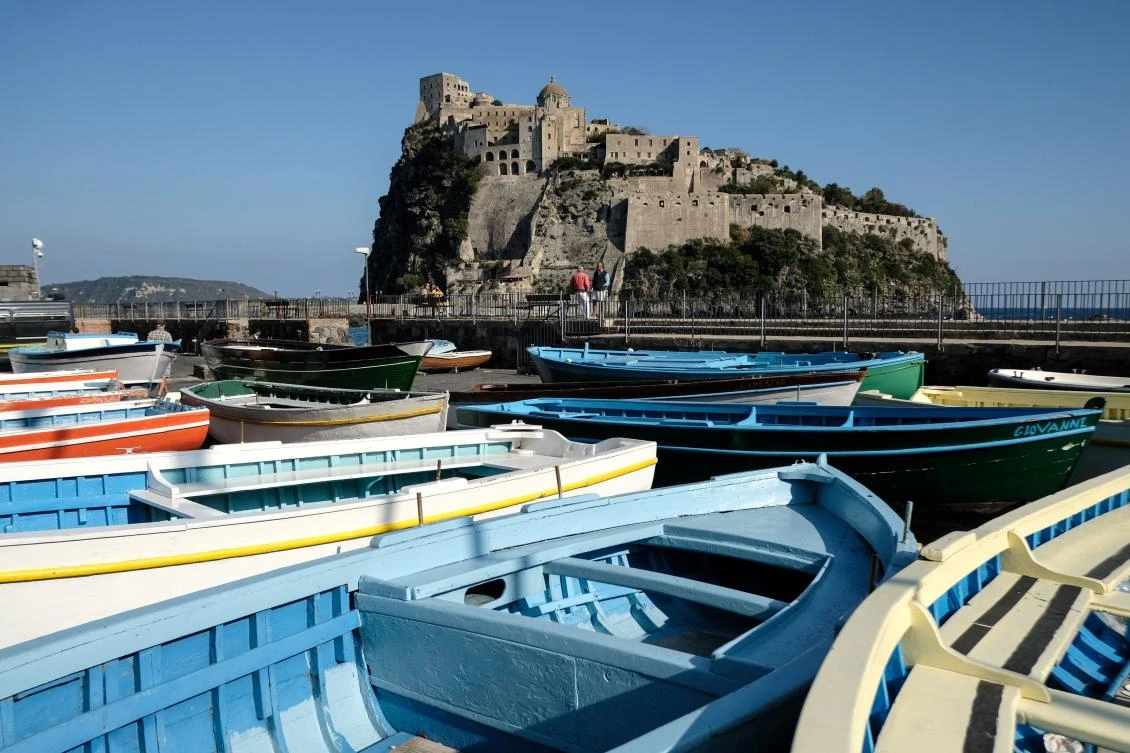 Above, a general view of the Aragonese Castle of Ischia, an island off Naples, where delegations from Canada, France, Germany, Japan, Italy, UK and US would meet to discuss threat of fresh attacks on the West from retreating Daesh fighters. (AFP)