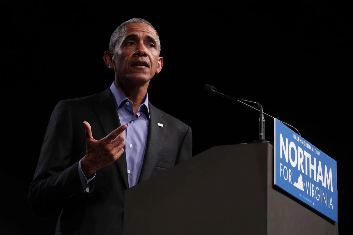 Former US President Barack Obama speaks as he campaigns for Democratic gubernatorial candidate and Virginia Lt. Governor Ralph Northam during a campaign event at the Greater Richmond Convention Center on October 19. (AFP)