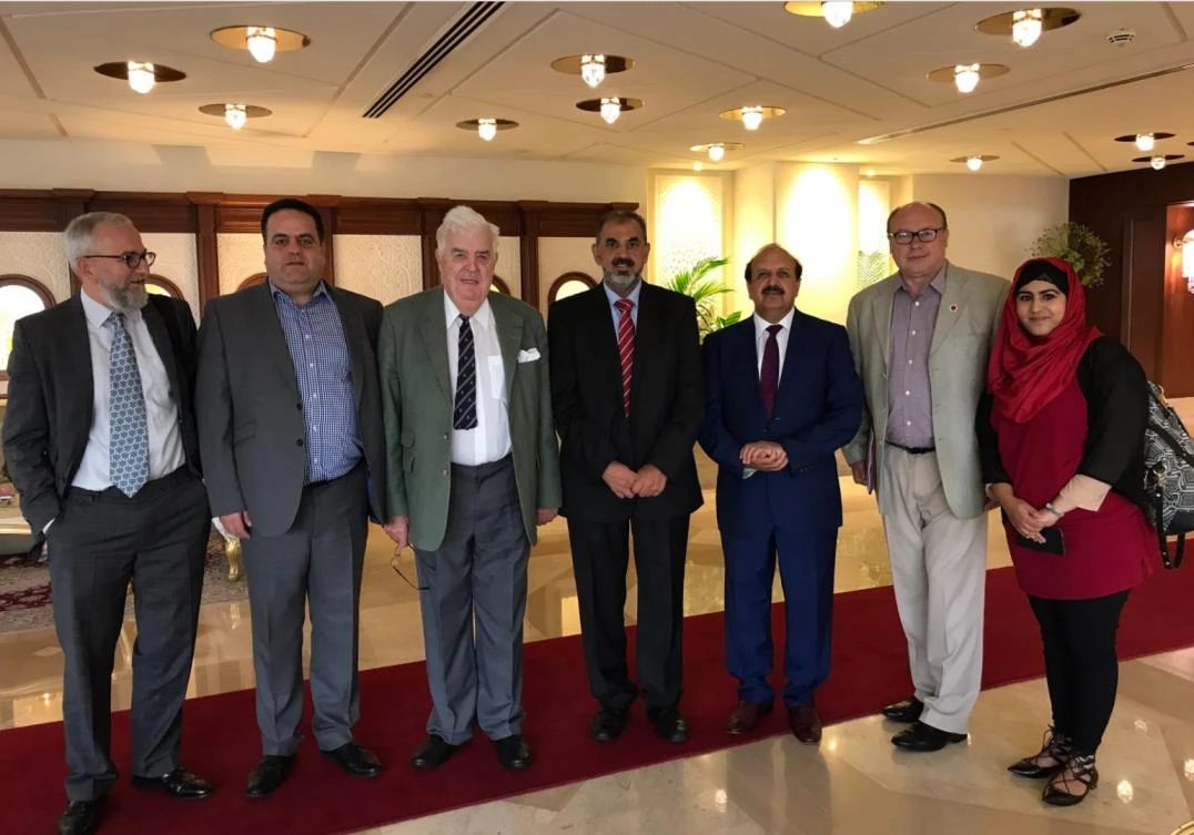 A picture tweeted by Lord Nazir Ahmed shows members of the delegation on a visit to Qatar. (Twitter)
