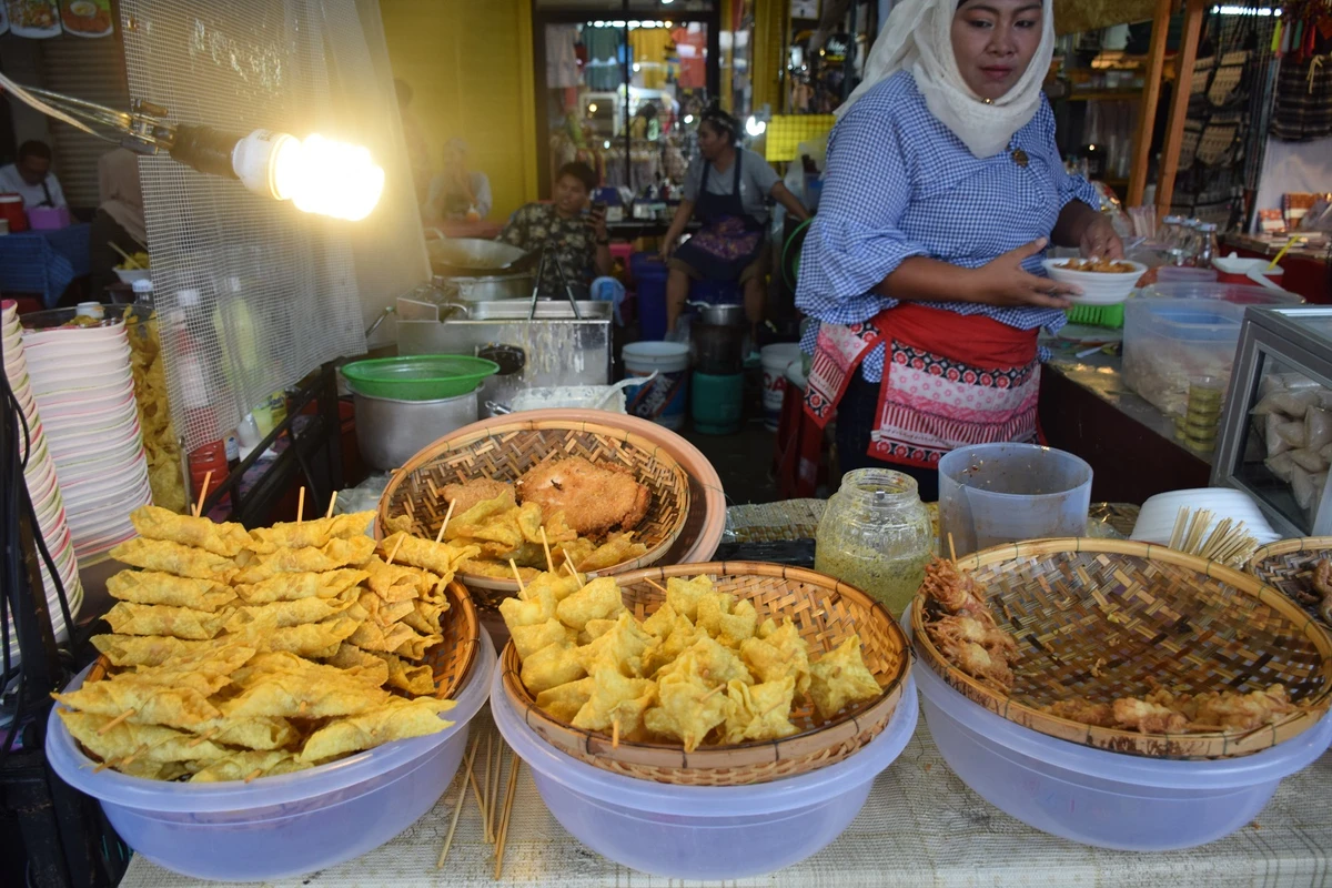 Halal street food is a common sight in the area.