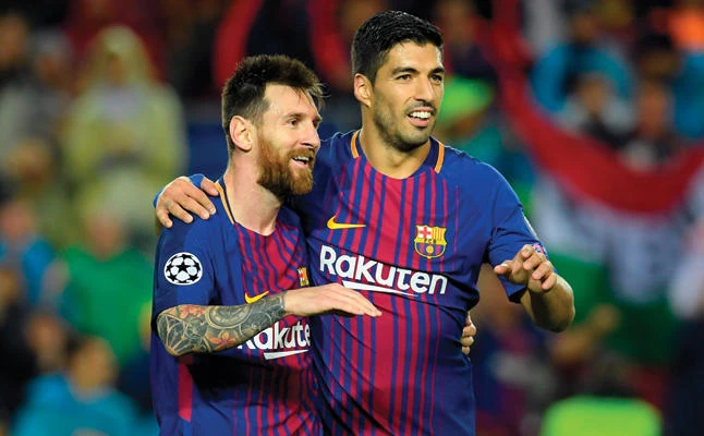 Barcelona’s strike force of Lionel Messi and Luis Suarez help explain the global attraction of the Catalan club — exciting and succcessful. (AFP)