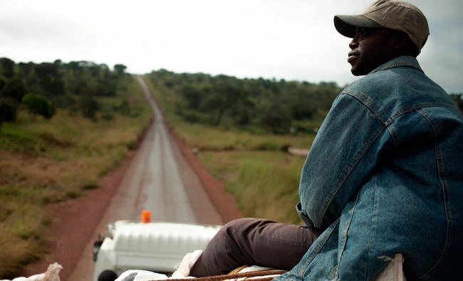 A passenger atop a truck on the stretch of road from Bouar to Bangui, in this Oct. 16 photo. (AFP)