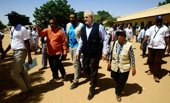 EU Commissioner for Humanitarian Aid and Crisis Management, Christos Stylianides, on a visit to Sudan. (Twitter photo)