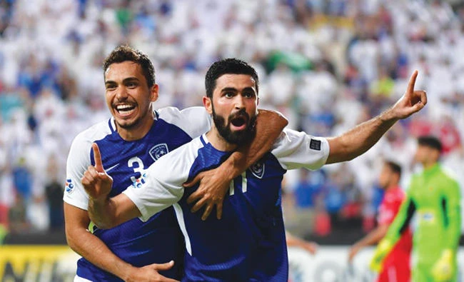 Al-Hilal striker Omar Khribin could be celebrating more than a goal later this year if he’s named the Asian Player of the Year. (Reuters)