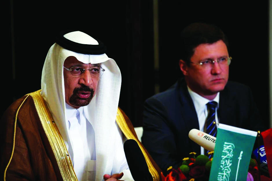 Saudi Arabia’s Energy Minister Khalid Al-Falih and Russian Energy Minister Alexander Novak in a file photo. (Reuters)