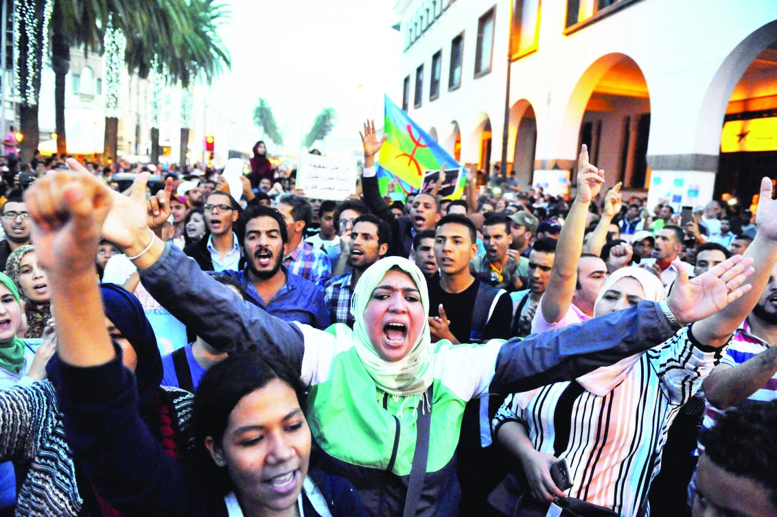 Protesters, in this file photo, take part in a rally in Rabat to protest the death of a fishmonger. (Reuters)