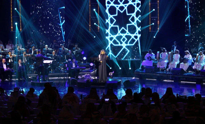 Saudi Arabian singer Rashed Al-Majed peforms during a concert in Riyadh, Saudi Arabia. (REUTERS)