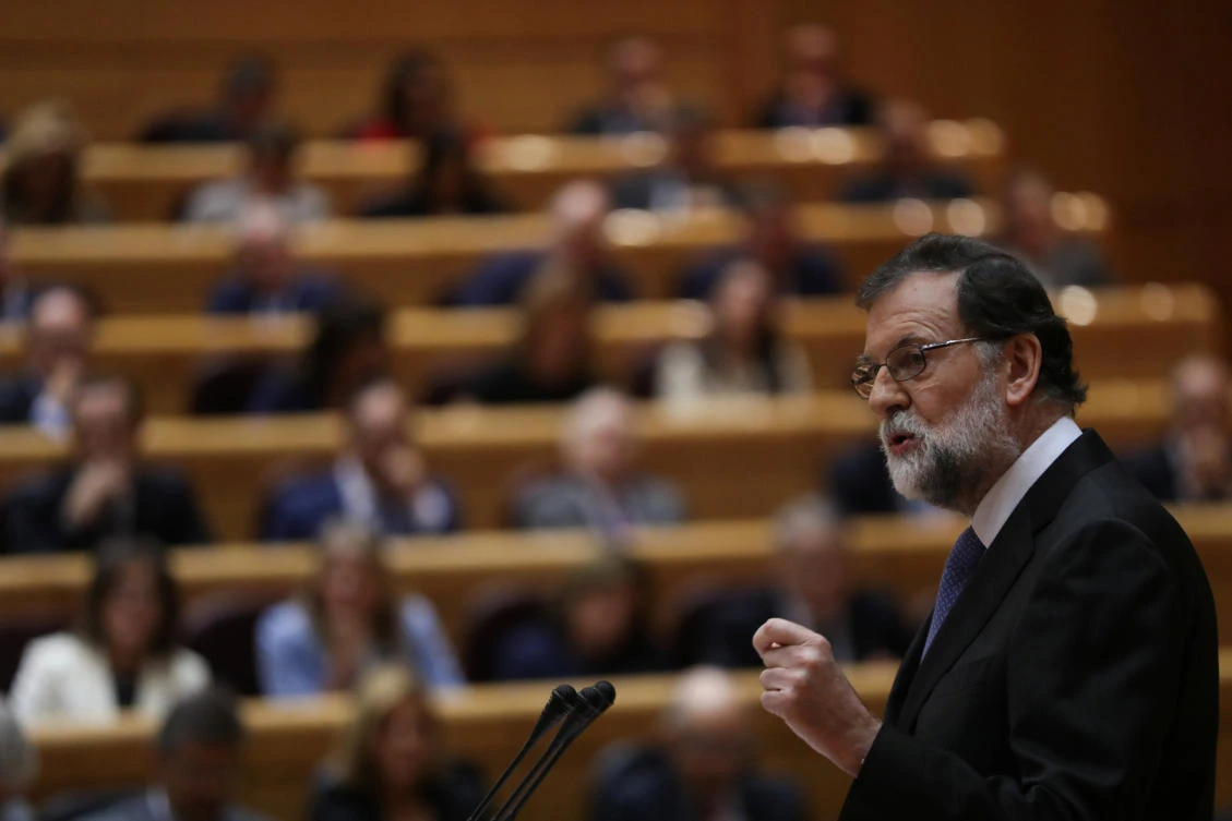 Spanish Prime Minister Mariano Rajoy urged the Senate to agree to “proceed to the dismissal of the president of the Catalan government, his vice president and all regional ministers.” (Reuters)