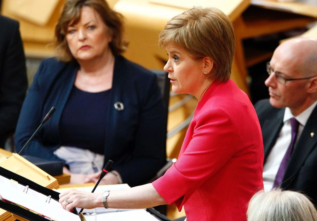 Scotland's First Minister Nicola Sturgeon as she attends First Minister's Questions, inside the Scottish Parliament in Edinburgh. (AFP)