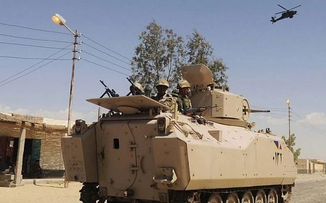 A file image of Egyptian troops on patrol (AP)