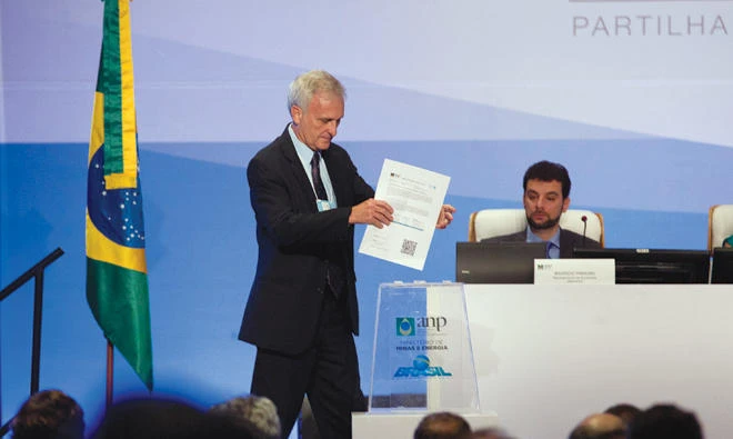 Brazil auctioned off the rights to develop deep water oilfields on Friday after the eagerly anticipated bidding was nearly called off by a judicial decision. (AP)