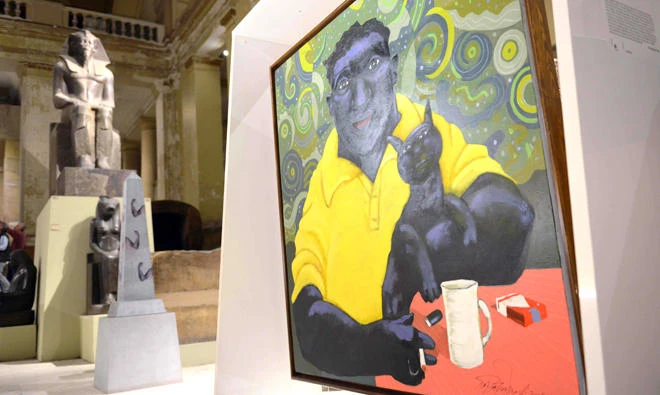 An art installations on display at the Egyptian Museum during the ‘Night of Art’ exhibit in Cairo. (AFP)
