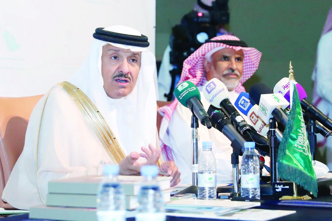 Prince Sultan bin Salman, president of the Saudi Commission for Tourism and National Heritage, addressing a press conference at the National Museum on Monday. (Photo courtesy: Bader Al-Hamad)