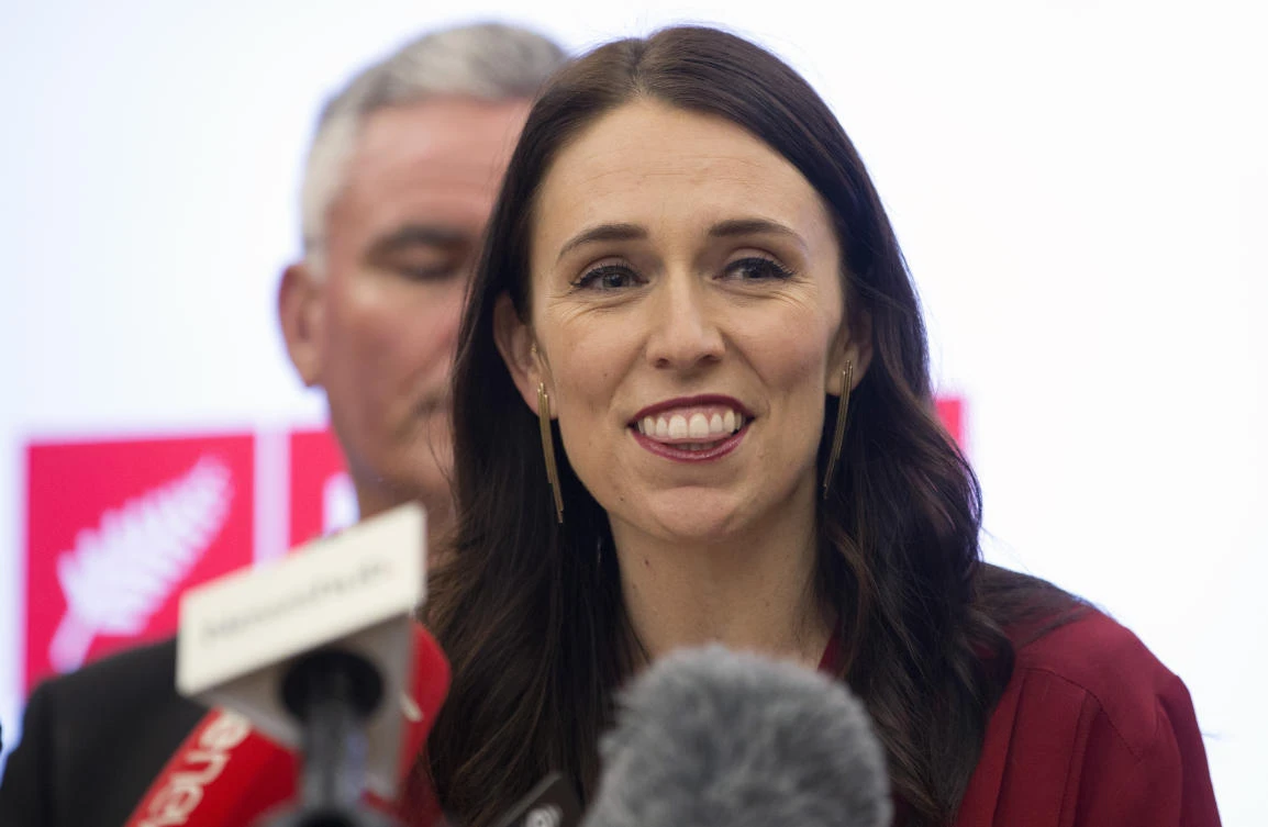 New Zealand Labour Party leader Jacinda Ardern addresses a press conference at Parliament in Wellington, New Zealand. (Mark Mitchell/New Zealand Herald via AP)