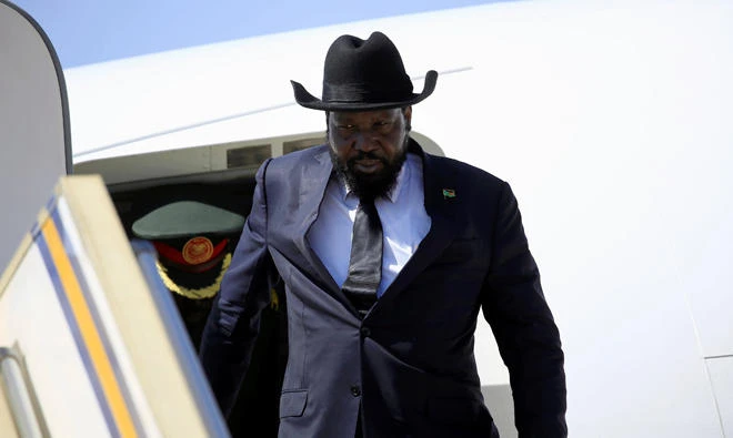 South Sudan's President Salva Kiir Mayardit arrives at Khartoum airport, Sudan on Wednesday, November 1, 2017. (Reuters)
