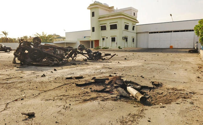 This August 2016 file photho shows a Houthi rocket that hit water filtering plant in Najran. Houthis have also been planting mines along the Saudi-Yemen border, endangering people from both sides. (SPA file photo)