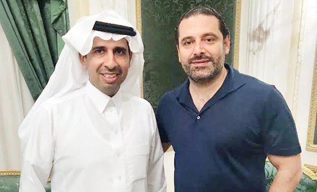 This photo from Lebanese Prime Minister Saad Al-Hariri’s Twitter account shows him with Saudi ambassador to Lebanon Waleed Yakoob. ‘It was a pleasure meeting Ambassador Waleed Yakoob after his swearing in before King Salman in Riyadh on Sunday,’ said Al-Hariri in his first tweet since his aannouncement of resignation on Saturday.