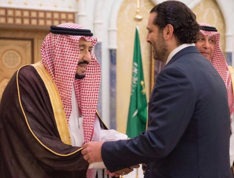 Saudi King Salman receives outgoing Lebanese Premier Saad Al-Hariri in Riyadh on Monday. (SPA)