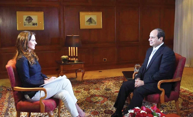 Egyptian President Abdel Fattah El-Sisi speaks with CNBC's Hadley Gamble. (CNBC)