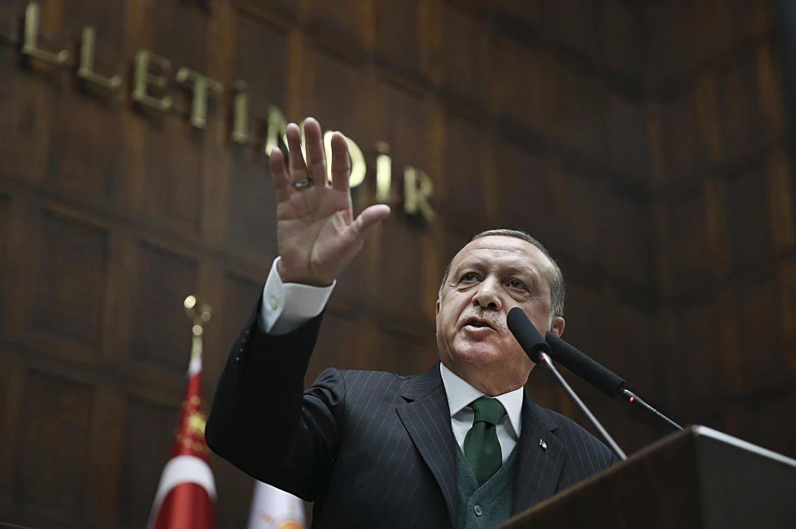 Turkey’s President Recep Tayyip Erdogan. (Pool Photo via AP)