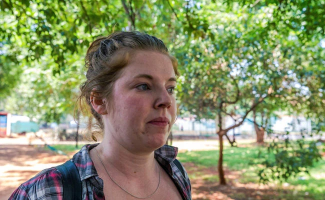 This file photo taken on November 04, 2017 shows US citizen Martha O'Donovan, who was arrested for undermining the authority of Zimbabwe President Robert Mugabe on Twitter, arriving at Harare Magistrate's Court in Harare. (AFP / Jekesai Njikizana)