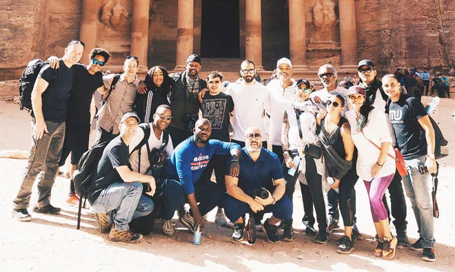 Will Smith visited Petra in Jordan with
his crew on Wednesday.