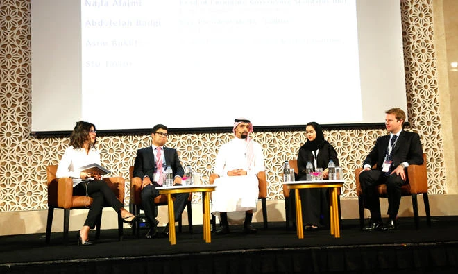 Abdulelah Babgi, from SEDCO Capital MENA Equities Department, speaks at the Middle East Investor Relations Association Annual Conference in Dubai.