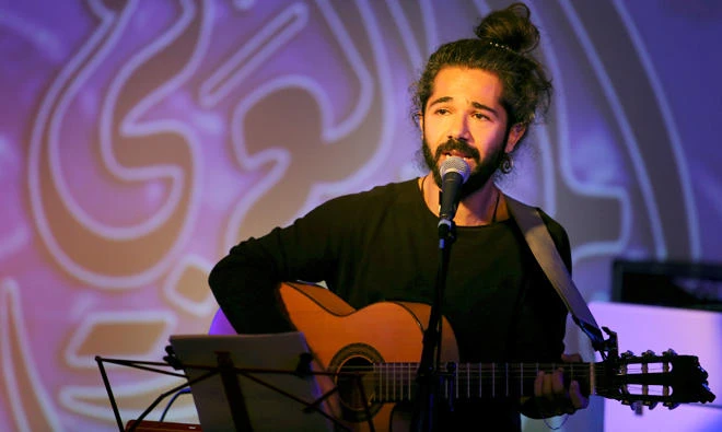Singer Milo Kanefaty performs during an 'Arab Song Jam' concert
in Berlin, Germany. (AP)