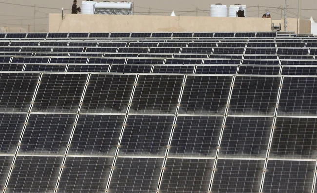 A general view shows part of a new 15 million euro solar plant, funded by the German government, that emits some 12.9 megawatts during its official inauguration at the Zaatari refugee camp, in this November 13, 2017 photo. (AFP)