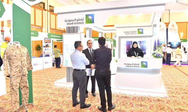 Saudi Aramco exhibition booth at the conference in Bahrain.