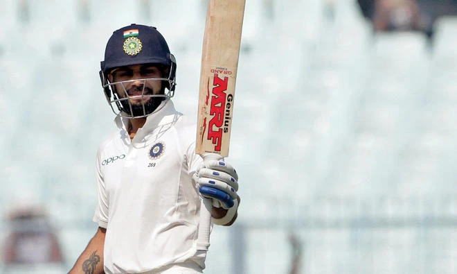 SUPER SKIPPER: Virat Kohli’s brilliant century in the first Test averted the chance of India’s first home Test defeat to Sri Lanka. (AFP)