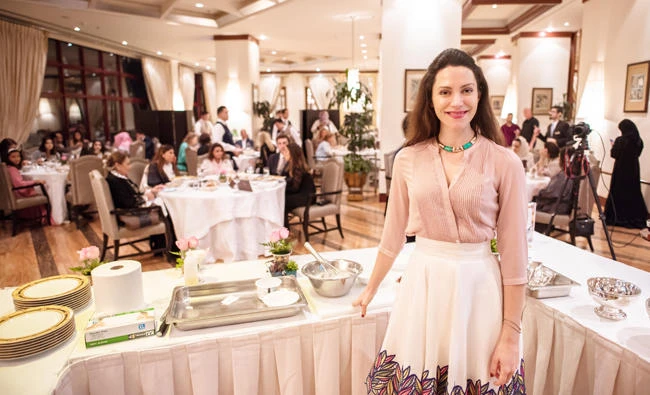 Celebrity chef Eleonora Galasso at a cooking show at Aromi Restaurant in the Waldorf Astoria Hotel, Jeddah. (Photos courtesy of Jeddah College of Advertising, University of Business and Technology)