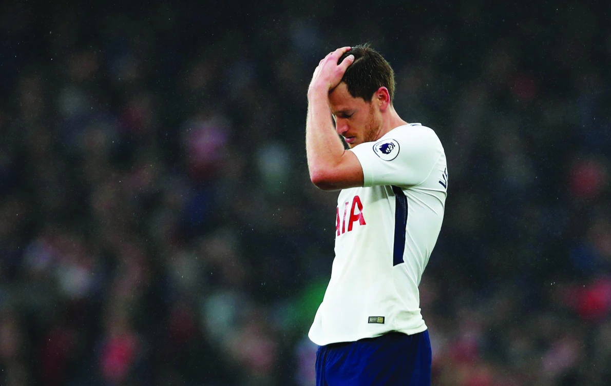 Jan Vertonghen’s expression said it all after Spurs’ defeat at Arsenal. It was much the same for many Tottenham fans after yesterday’s 1-1 draw at home to West Brom. (Reuters)