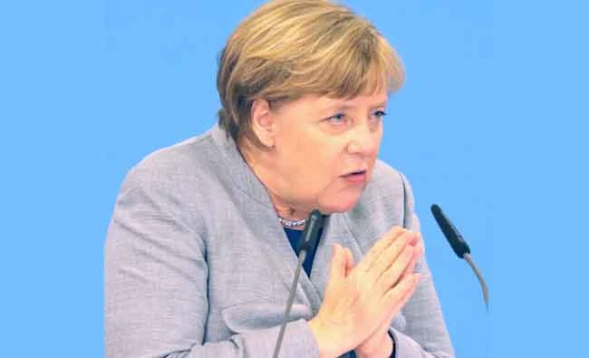 German Chancellor Angela Merkel speaks during a conference in Kuehlungsborn on Saturday. (AFP)
