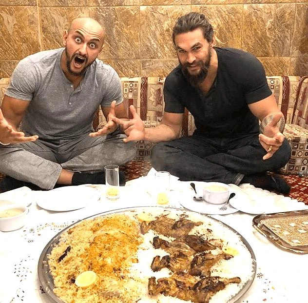 Mada Abdelhamid and Jason Momoa. (Via Instagram)