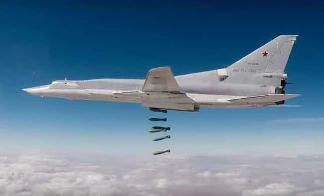 In this photo made from the footage taken from Russian Defense Ministry official web site on Nov. 26, 2017 shows a Russian Tu-22M3 long-range bomber strikes the Daesh targets in Syria. (AP)