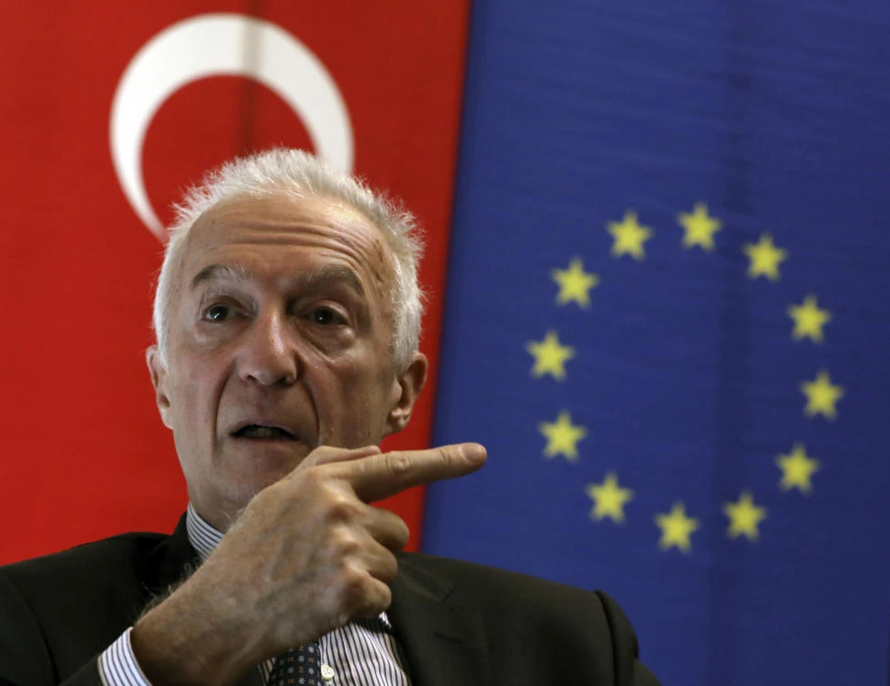 Gilles de Kerchove, the European Union’s counter-terrorism coordinator, speaks during an interview with the Associated Press in Ankara, Turkey, Tuesday, Nov. 28, 2017. De Kerchove says the loss of its so-called “caliphate” will cripple the Daesh group but the threat from the extremists is not over yet. (AP Photo/Burhan Ozbilici)
