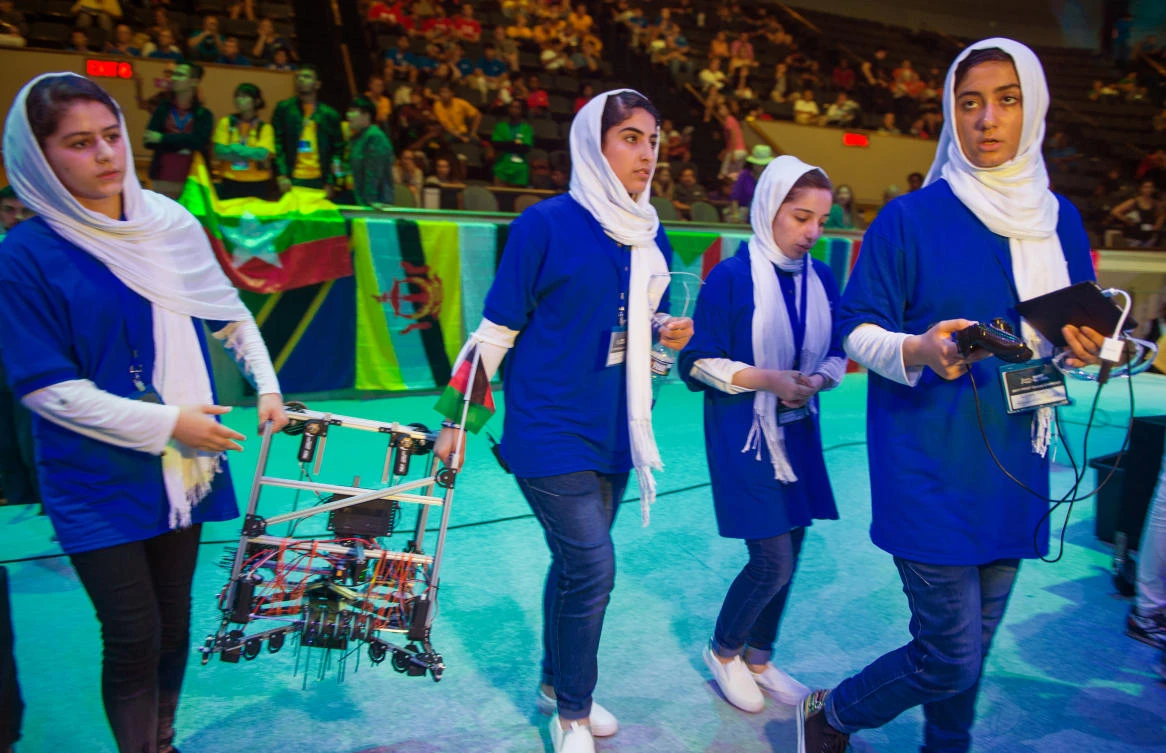 Afghan girls win European prize for solar-powered farming robot