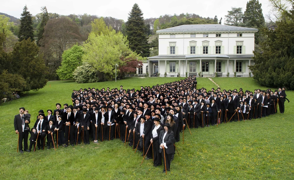 April 16, 2017 — Fans dressed as Charlie Chaplin form a giant star in front of the Manoir de Ban to celebrate Charlie Chaplin on what would have been the actor’s 128th birthday. (AFP)