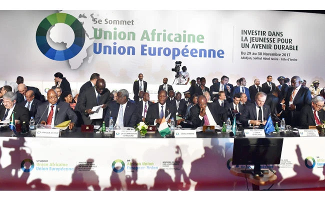 Ivory Coast's President Alassane Ouattara and other political leaders attend the 5th AU-EU
Summit in Abidjan, on Wednesday. (AFP)