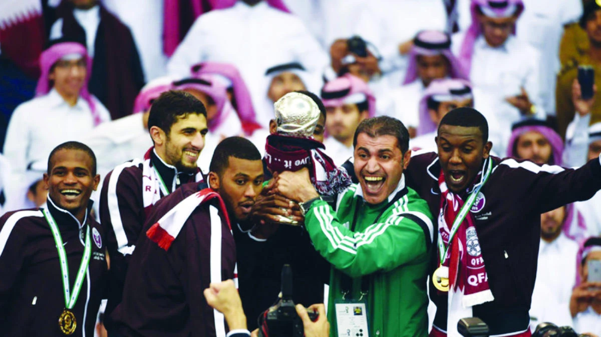 Qatar celebrate winning the Gulf Cup in 2014. (AP)