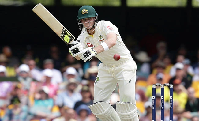 Steve Smith plays a shot during the knock of 141 not out he played in the first Test. (AP)