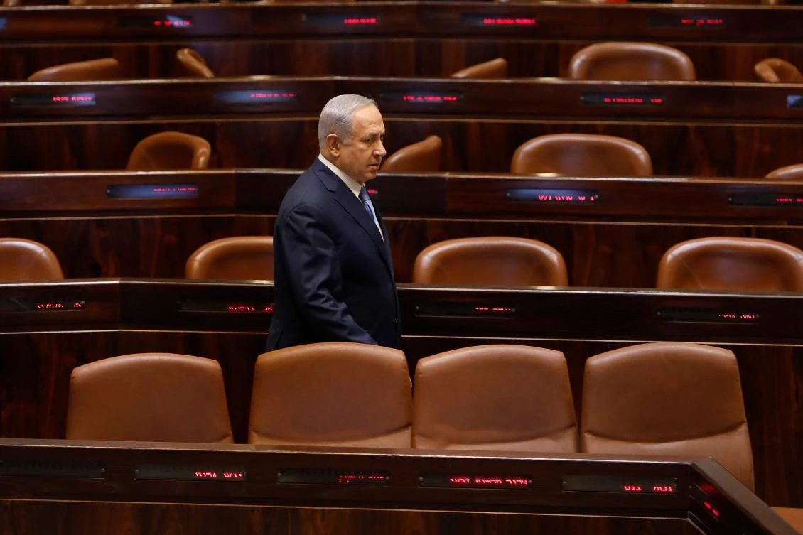 Israeli Prime Minister Benjamin Netanyahu is seen at the Knesset (Israeli parliament) during a special session marking the 40th anniversary of late Egyptian president Anwar Sadat’s visit to Jerusalem which paved the way for Israel’s first peace treaty with an Arab state, on Nov. 21, 2017 in Jerusalem. (AFP/Gali Tibbon)