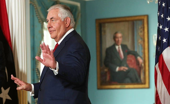 US Secretary of State Rex Tillerson speaks as he participates in a photo op with Libyan Prime Minister Fayez Al-Sarraj at the State Department December 1, 2017 in Washington, DC. (Alex Wong/Getty Images/AFP)