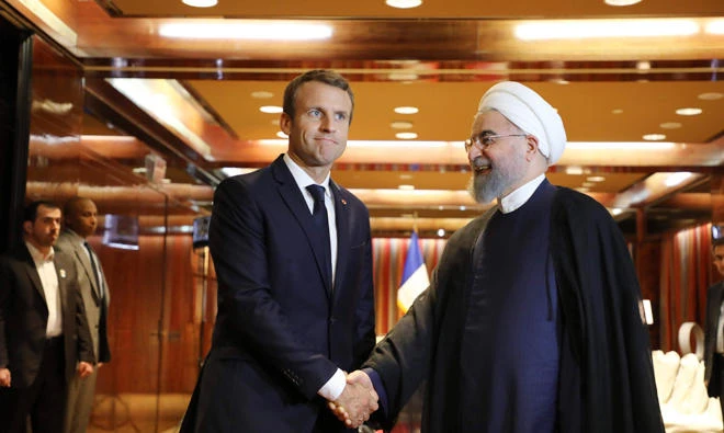 France's President Emmanuel Macron meeting with his Iranian counterpart Hassan Rouhani. (AFP)