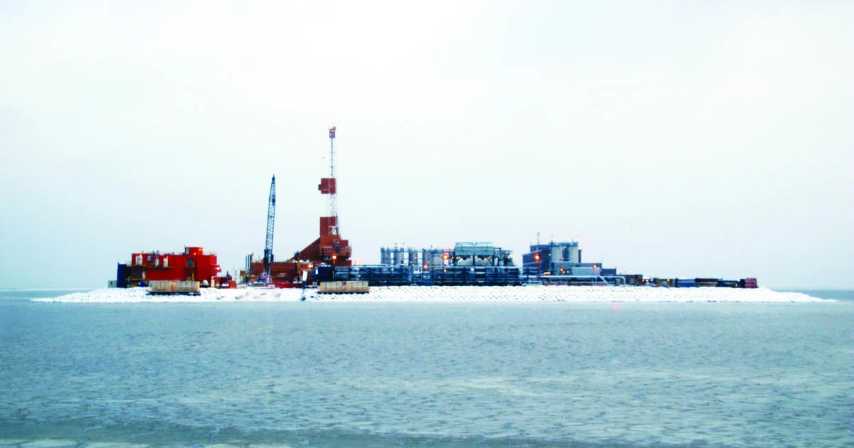 Spy Island in Alaska’s Beaufort Sea where Eni is set to drill. Eni is also a partner in Castberg, which is believed to hold between 450 million and 650 million barrels of oil equivalents. (AP)