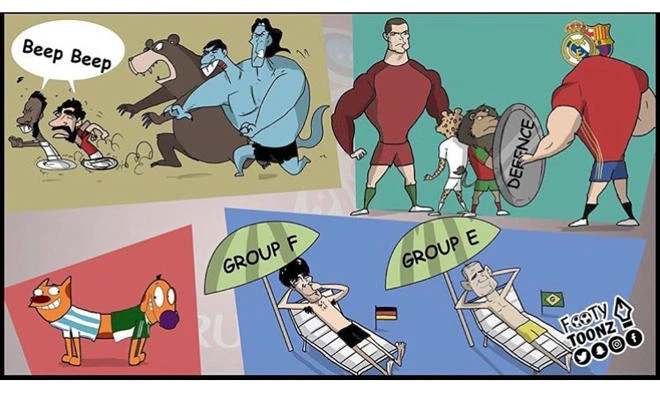 The match between Saudi Arabia and Russia will be on June 14, 2018. (Photo source: Twitter @footytoonz)