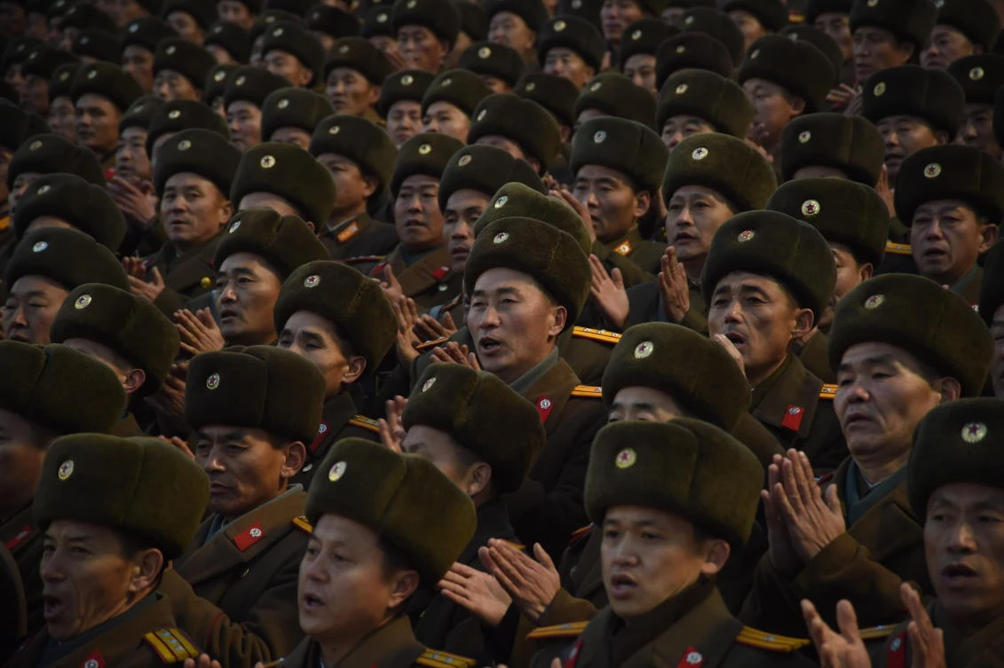 North Korean soldiers attend a mass rally to celebrate the North’s declaration on Nov. 29. (AFP/Kim Won-Jin)