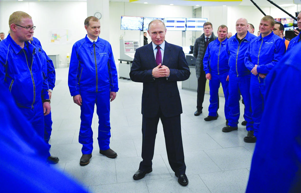 Russian President Vladimir Putin visits the Yamal LNG plant in the port of Sabetta. (AFP)